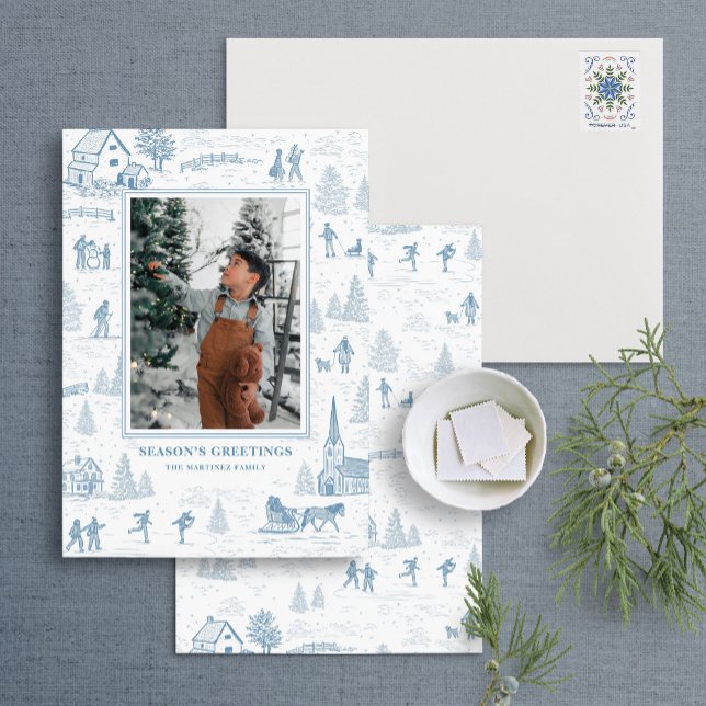 Toile Pattern Winter Wonderland Holiday Card (Creator Uploaded)