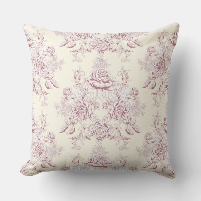 Toile peony,centre repeat, pattern,pastel colour  cushion (Front)