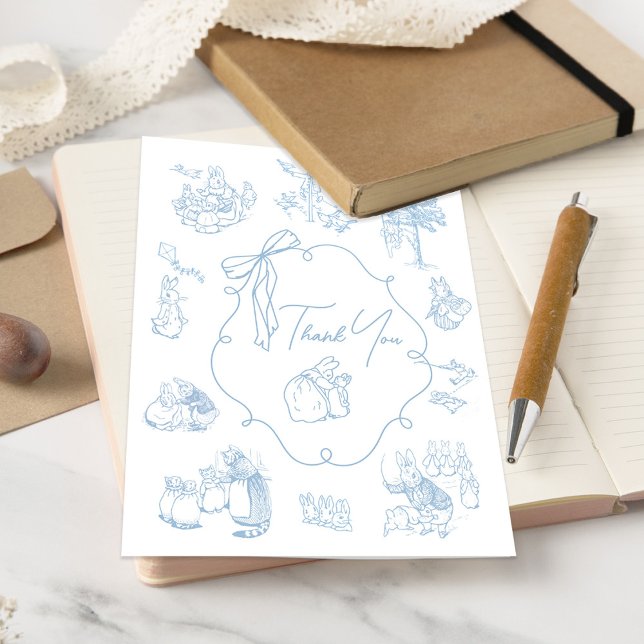 Toile Peter the Rabbit Beatrix Baby Shower Thank You Card (Creator Uploaded)