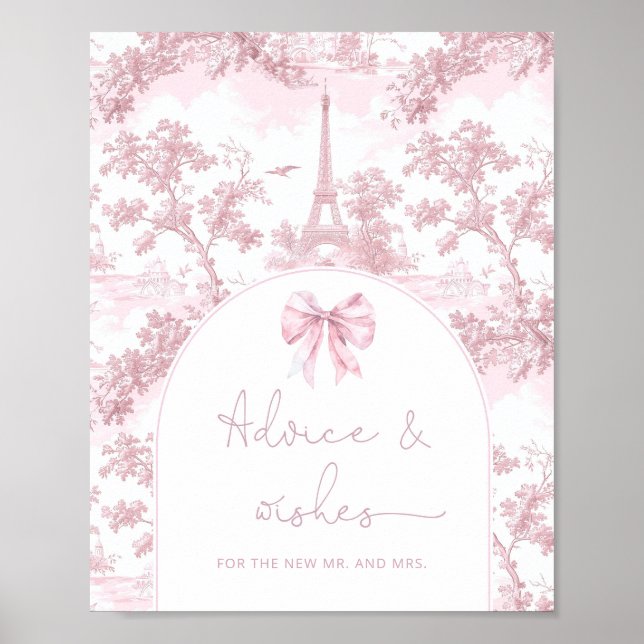 Toile pink Paris advice and wishes for Newlyweds Poster (Front)