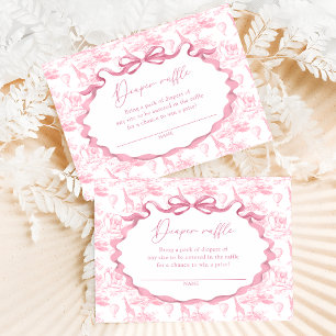 Toile Pink Safari Animal Diaper Raffle Ticket Enclosure Card