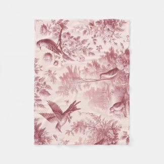 Toile Pink vinatge Fleece Blanket