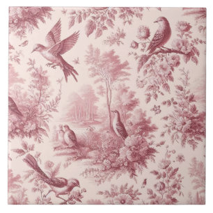 Toile Pink Vintage Ceramic Tile