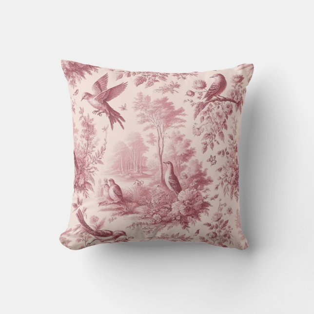 Toile Pink Vintage Cushion (Front)