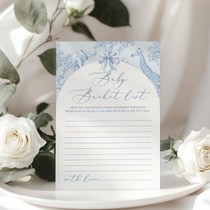 Toile Safari Baby bucket list baby shower card