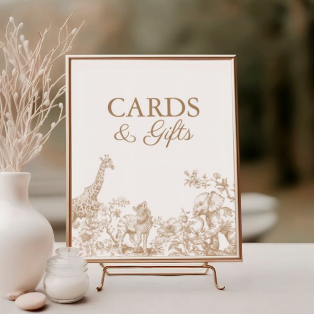 Toile Safari Baby Shower Cards & Gifts Sign (Creator Uploaded)