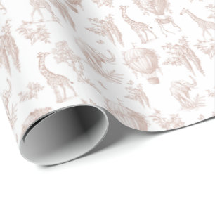 Toile Safari Gender Neutral Hot air balloons Wrapping Paper