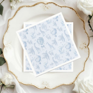 Toile Safari Hot Air Balloons Blue Baby shower Napkin