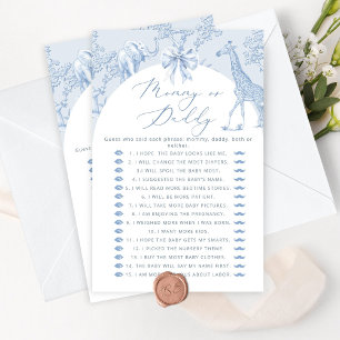 Toile Safari Mummy or daddy baby shower game