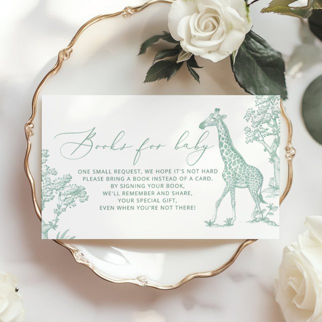 Toile Sage whimsical Safari Books for baby ticket Enclosure Card (Creator Uploaded)