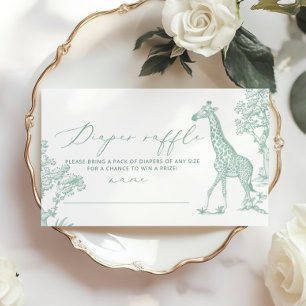 Toile Sage whimsical Safari Diaper raffle ticket Enclosure Card