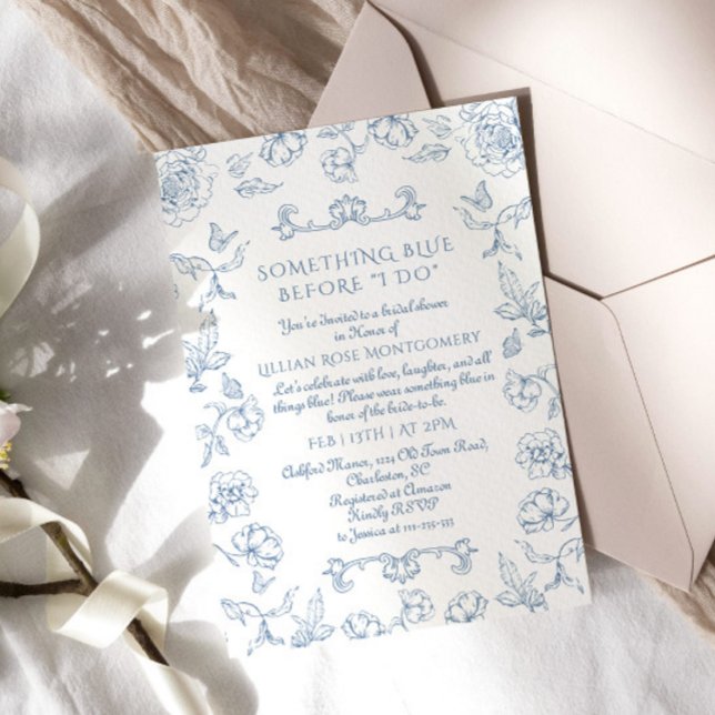 Toile Something Blue before I do Bridal Shower Invitation (Creator Uploaded)