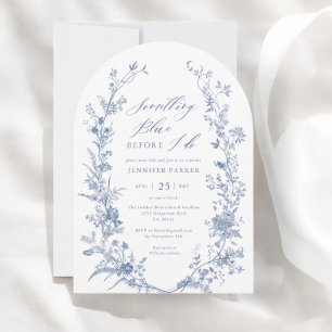 Toile Something Blue Bridal Shower Arch Invitation