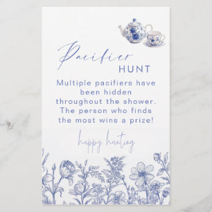 Toile Tea Time Baby Shower Pacifier Hunt