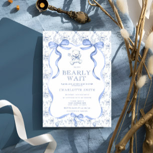 Toile Teddy Bear Baby Shower Invitation