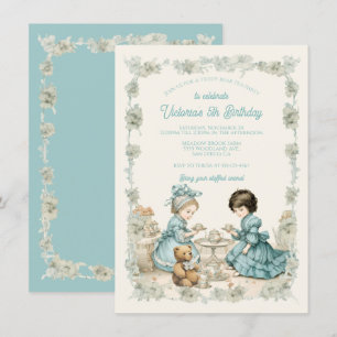 Toile Teddy Bear Picnic Tea Party Birthday  Invitation