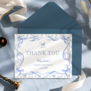 Toile Teddy Bear Thank You Card