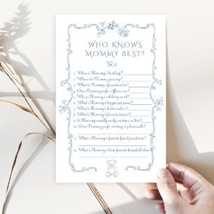 Toile Teddy Bear Who Knows mummy best baby shower