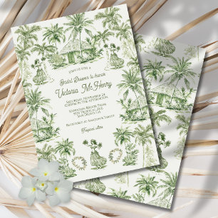 Toile Tropical Hawaiian Island Bridal Shower Invitation