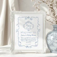 Toile Vintage Chinoiserie baby shower Welcome