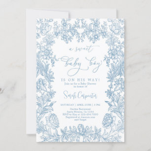 Toile Vintage frame Baby Shower Boy Invitation