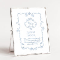 Toile Vintage frame baby shower Guest Book sign