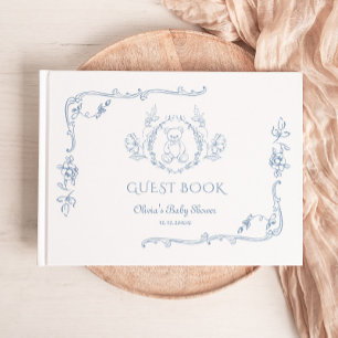 Toile Vintage frame Teddy bear Baby shower Guest Book