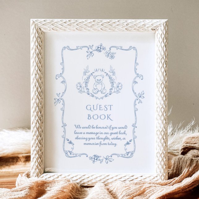 Toile Vintage teddy bear baby shower Guest Book  (Creator Uploaded)