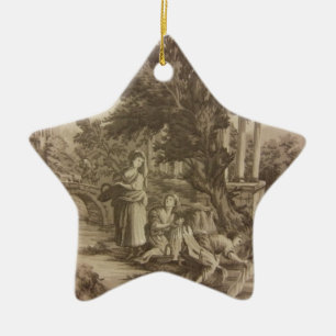 Toile - Wash Day at the River Ceramic Tree Decoration