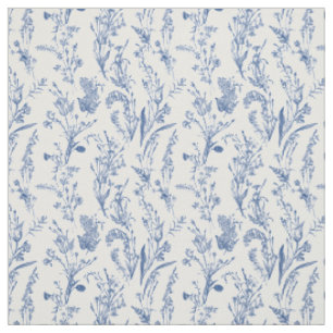 Toile Wildflowers Blue Floral Fabric