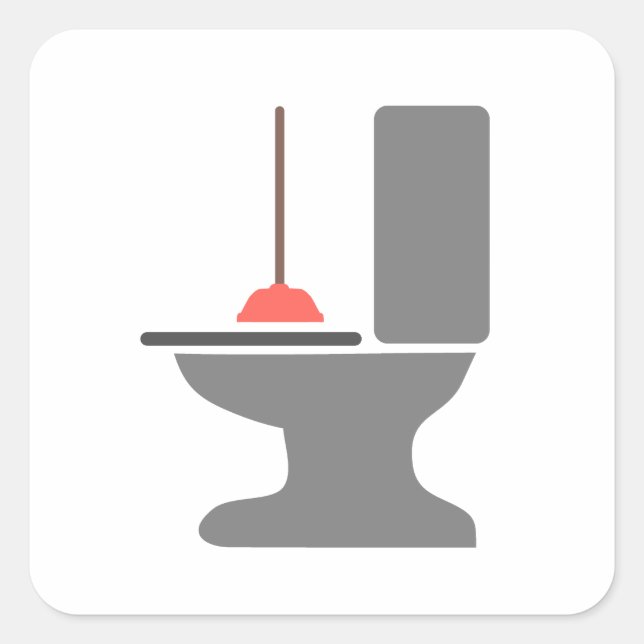 Toilet and Plunger Square Sticker (Front)