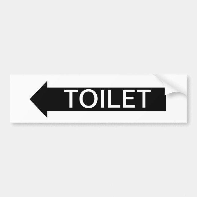 Toilet Arrow Sign Left Bumper Sticker (Front)