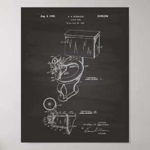 Toilet Bowl 1936 Patent Art Chalkboard Poster