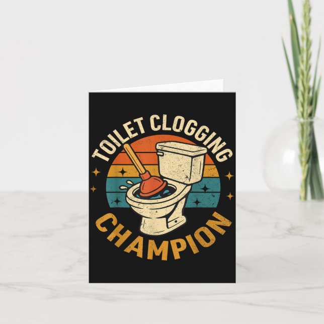 Toilet Clogging Chamon Tee Funny Meme  Card (Front)