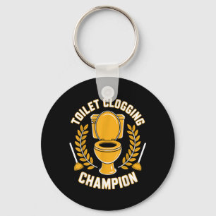 Toilet Clogging Champion Funny Plunger Humour Key Ring