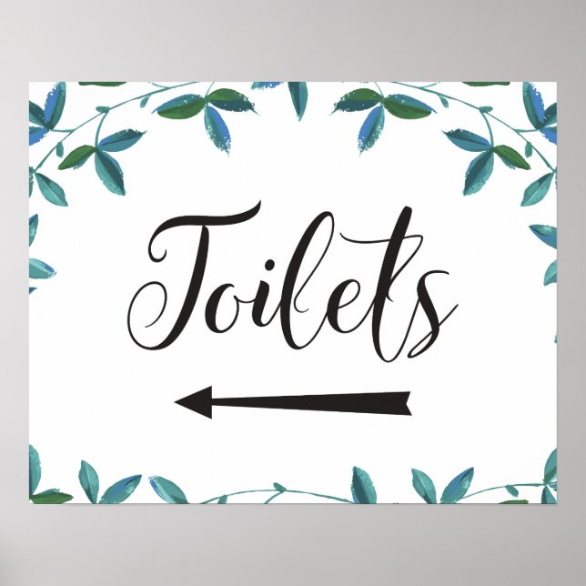 Toilet Directions Left Arrow Wedding Sign (Front)