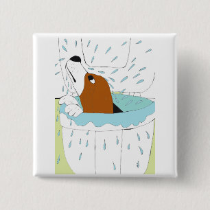 toilet dog 15 cm square badge