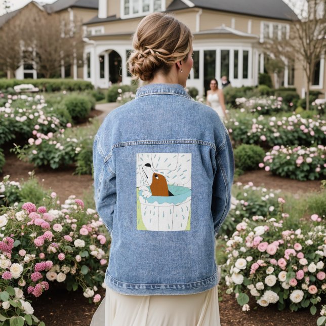toilet dog  denim jacket (Wedding Back)