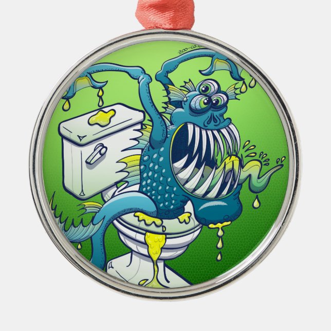 Toilet Monster Metal Ornament (Front)