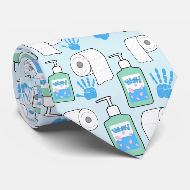 Toilet Paper and Hand Sanitizer Pattern Tie (Rolled)