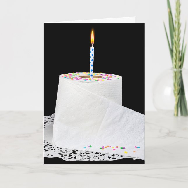 Toilet Paper birthday cake with candle Card (Front)