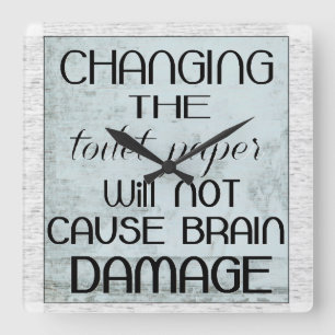 toilet paper humour square wall clock