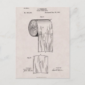 Toilet Paper Patent No. 465,588 by S. Wheeler 1891 Postcard