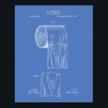 Toilet Paper Roll 1891 Patent Art - Blueprint Poster<br><div class="desc">This Patent Art print is based on artwork from a drawing in a United States Patent.</div>