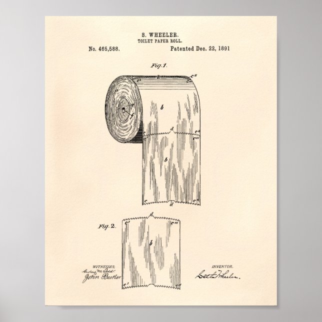 Toilet Paper Roll 1891 Patent Art - Old Peper Poster (Front)