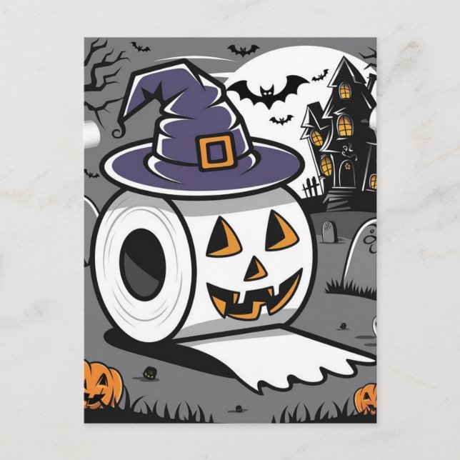 Toilet paper roll jack o lantern  postcard (Front)