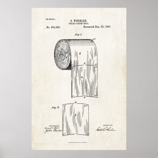 Toilet Paper Roll Patent Print Poster (Front)