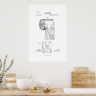 Toilet paper vintage patent wall art
