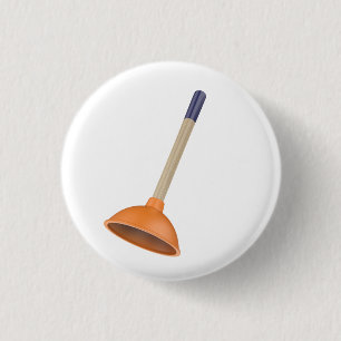 Toilet plunger with wooden handle 3 cm round badge
