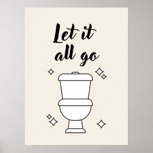 Toilet Rules Minimalist Black and White Wall Art